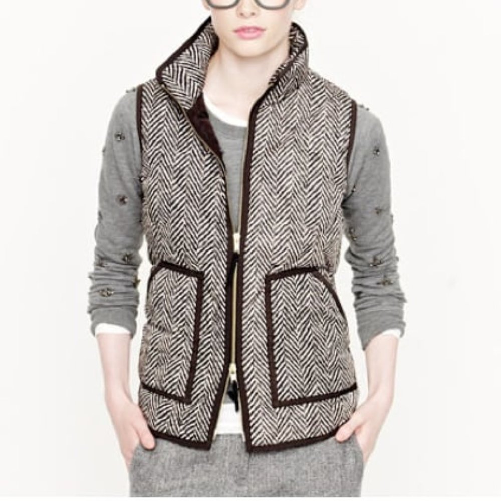 J Crew Factory Herringbone Puffer Vest in XXS